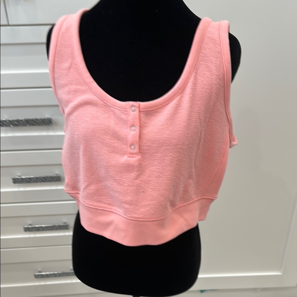 Aerie Pink Buttoned Tank Top